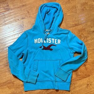 Hollister Turquoise Pullover Hoodie with Embroidered Logo